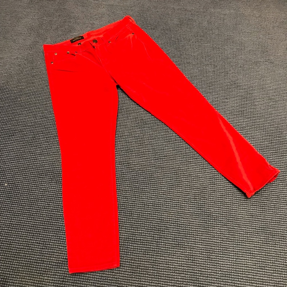 J Crew red velvet pants